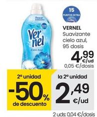 Oferta de Vernel - Suavizante Cielo Azul , 95 Dosis por 4,99€ en Eroski