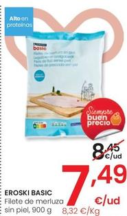 Oferta de Eroski - Basic Filete De Merluza Sin Piel por 7,49€ en Eroski