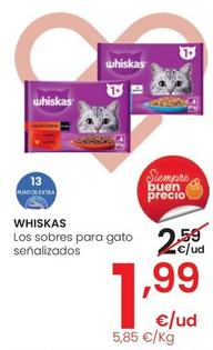 Oferta de Whiskas - Los Sobres Para Gato Senalizados por 1,99€ en Eroski