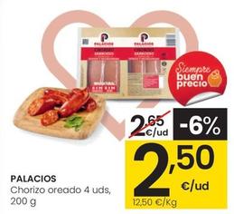 Oferta de Palacios - Chorizo Oreado por 2,5€ en Eroski