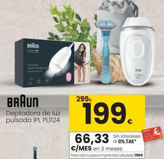 Oferta de Braun - Depiladora De Luz Pulsada Ipl Pl1124 por 199€ en Eroski
