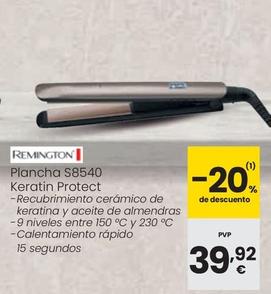 Oferta de Remington - Plancha S8540 Keratin Protect por 39,92€ en Eroski