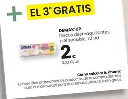 Oferta de Demak'up - Discos Desmaquillantes Piel Sensible, 72 UD  por 2€ en Eroski
