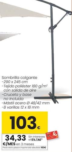 Oferta de Sombrilla Colgante 290x245 cm por 103€ en Eroski