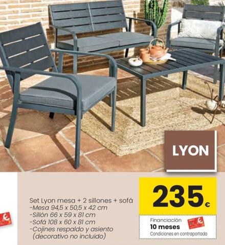 Oferta de Set Lyon Mesa + 2 Sillones + Sofá por 235€ en Eroski