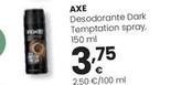 Oferta de Axe - Desodorante Dark Temptation Spray por 3,75€ en Eroski