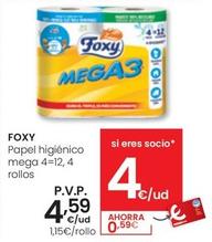 Oferta de Foxy - Papel Higienico Mega por 4,59€ en Eroski