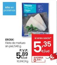 Oferta de Eroski - Filete De Merluza Som Piel por 5,89€ en Eroski