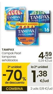 Oferta de Tampax - Compak Pearl Tampones Senalizados por 4,59€ en Eroski