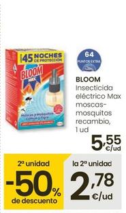Oferta de Bloom - Inseticida Electrico Max Moscas - Misquitos Recambio por 5,55€ en Eroski