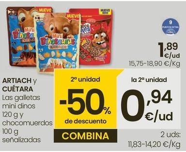 Oferta de Artiach - Cuetara Las Galletas Mini Dinos Chocomuerdos por 1,89€ en Eroski