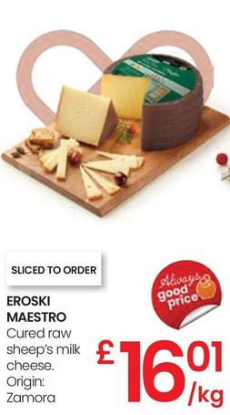 Oferta de Eroski - Cured Raw Sheep's Milk Cheese por 16,01€ en Eroski