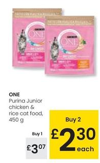 Oferta de Purina One - One Purina Junior Chicken & Rice Cat Food por 3,07€ en Eroski