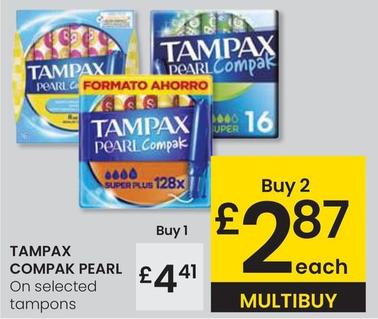 Oferta de Tampax - Compak Pearl On Selected Tampons por 4,41€ en Eroski