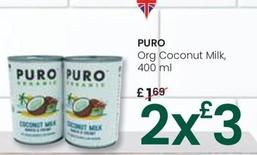 Oferta de Puro - Org Coconut Milk por 3€ en Eroski