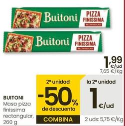 Oferta de Buitoni - Masa Pizza Finissima Rectangular por 1,99€ en Eroski