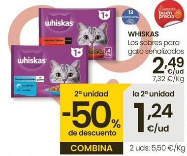 Oferta de Whiskas - Los Sobres Para Gato Senalizados por 2,49€ en Eroski