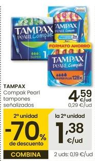 Oferta de Tampax - Compack Peral Tampones Senalizados por 4,59€ en Eroski