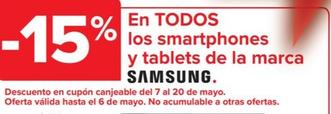 Oferta de En TODOS  los smartphones  y tablets de la marca  en Carrefour