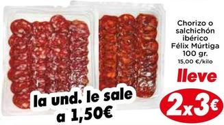 Oferta de Chorizo por 1,5€ en Supermercados Piedra