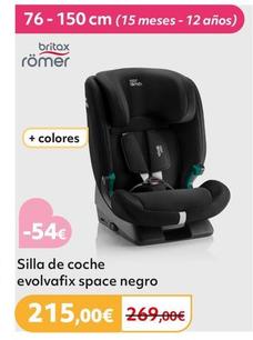 Oferta de Romer - Silla De Coche Evolvafix Space Negro por 215€ en Prénatal