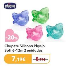 Oferta de Chicco - Chupete Silicona Physio Soft 6-12m 2 Unidades por 7,19€ en Prénatal