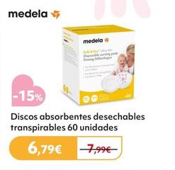 Oferta de Medela - Discos Absorbentes Desechables Transpirables 60 Unidades por 6,79€ en Prénatal