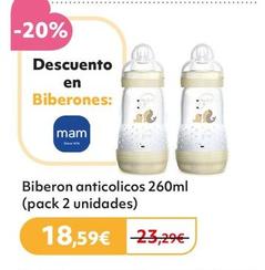 Oferta de MAM - Biberon Anticolicos 260ml 2Unidades por 18,59€ en Prénatal