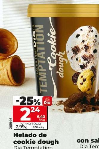 Oferta de Dia Temptation - Helado De Cookie Dough por 2,24€ en Dia