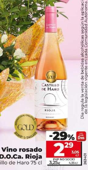 Oferta de Csatillo De Haro - Vino Rosado D.O.Ca. Rioja por 2,29€ en Dia