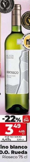 Oferta de Rioseco - Vino Blanco Sauvignon D.O. Rueda por 3,49€ en Dia