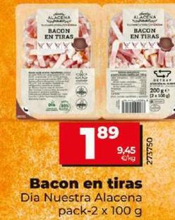 Oferta de Dia Nuestra Alacena - Bacon En Tiras por 1,89€ en Dia