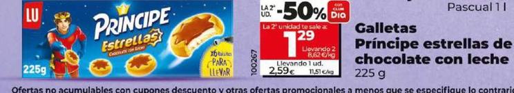 Oferta de Lu - Galletas Principe Estrellas De Chocolate Con Leche por 2,59€ en Dia