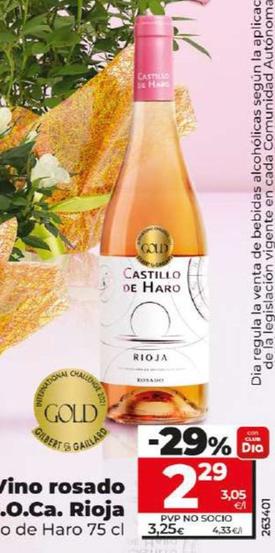 Oferta de Castillo De Haro - Vino Rosado D.o.ca. Rioja por 2,29€ en Dia