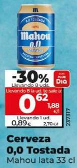 Oferta de Mahou - Cerveza 0,0 Tostada por 0,89€ en Dia