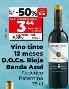 Oferta de Federico Paternina - Vino Tinto 12 Meses D.O.Ca. Rioja Banda Azul por 6,89€ en Dia