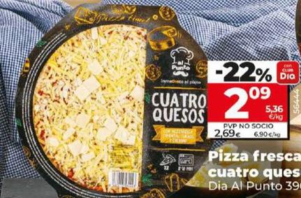 Oferta de Dia Al Punto - Pizza Fresca Cuatro Quesos por 2,09€ en Dia