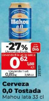 Oferta de Mahou - Cerveza 0,0 Tostada por 0,85€ en Dia