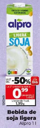 Oferta de Alpro - Bebida De Soja Ligera por 1,99€ en Dia