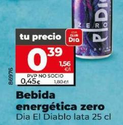 Oferta de Dia El Diablo - Bebida Energética Zero por 0,39€ en Dia