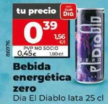 Oferta de Dia El Diablo - Bebida Energetica Zero por 0,39€ en Dia