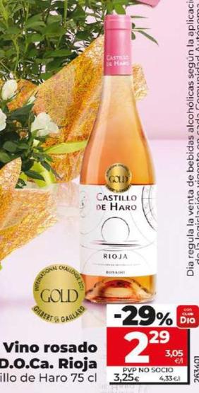 Oferta de Castillo De Haro - Vino Rosado D.O.Ca. Rioja por 2,29€ en Dia