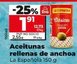 Oferta de La Española - Aceitunas Rellenas De Anchoa por 1,91€ en Dia