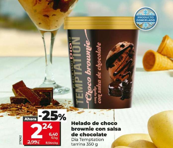 Oferta de Dia Temptation - Helado de Choco Brownie con Salsa de Chocolate por 2,24€ en Dia
