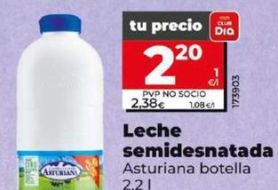 Oferta de Asturiana - Leche Semidesnatada por 2,2€ en Dia