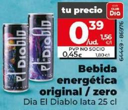 Oferta de Dia El Diablo - Bebida Energetica Original / Zero por 0,39€ en Dia