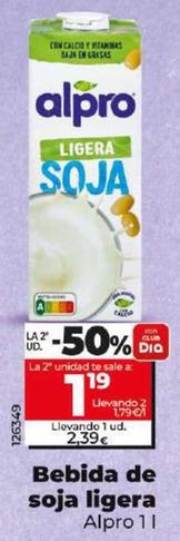 Oferta de Alpro - Bebida De Soja Ligera por 2,39€ en Dia
