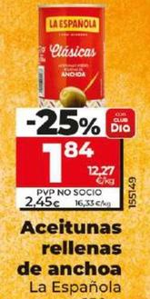 Oferta de La Española - Aceitunas Rellenas De Anchoa por 1,84€ en Dia