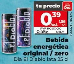 Oferta de Dia El Diablo - Bebida Energética Original / Zero por 0,39€ en Dia