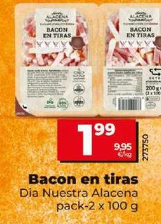 Oferta de Dia Nuestra Alacena - Bacon En Tiras por 1,99€ en Dia